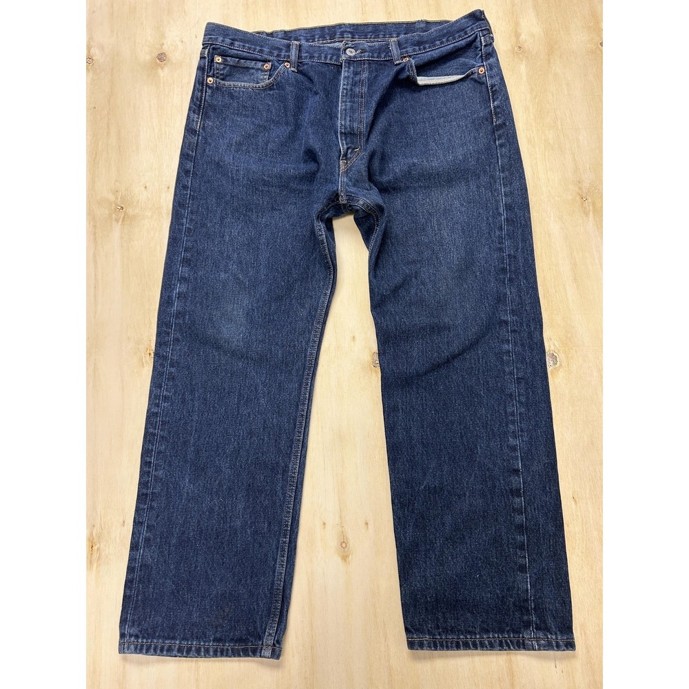Levis 505 Jeans Mens 40x30 Dark Wash Blue Denim Straight Regular Casual